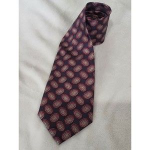 PERSONAL CHOICE TIE US MADE GEOMETRIC Black Burgundy Silk Necktie Ties medallion